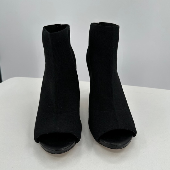 Fergalicious Stretch-Knit Sock Ankle Boots Stiletto Heel Open Toe sz 8.5 Bootie - Picture 3 of 11